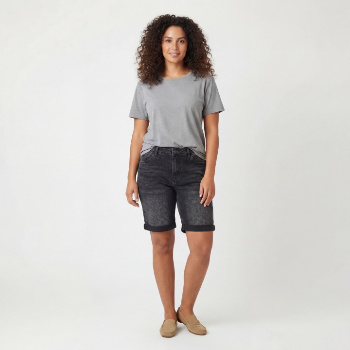 Shorts Vaqueros Negros Talla Grande Mujer