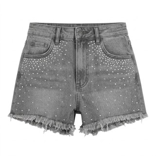 Shorts Vaqueros Grises con Strass Mujer