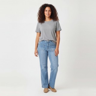 Jeans Wide Leg Azul Claro con Strass Lateral Mujer