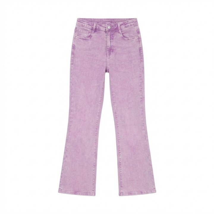Jeans Rectos Mujer Lila Lavado Piedra