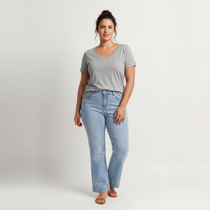Jeans Flare Mujer Cintura Alta Azul Claro