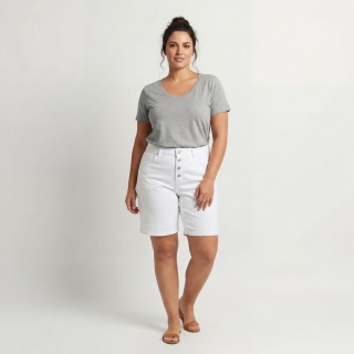 Bermuda Vaquera Mujer Blanca Elástica