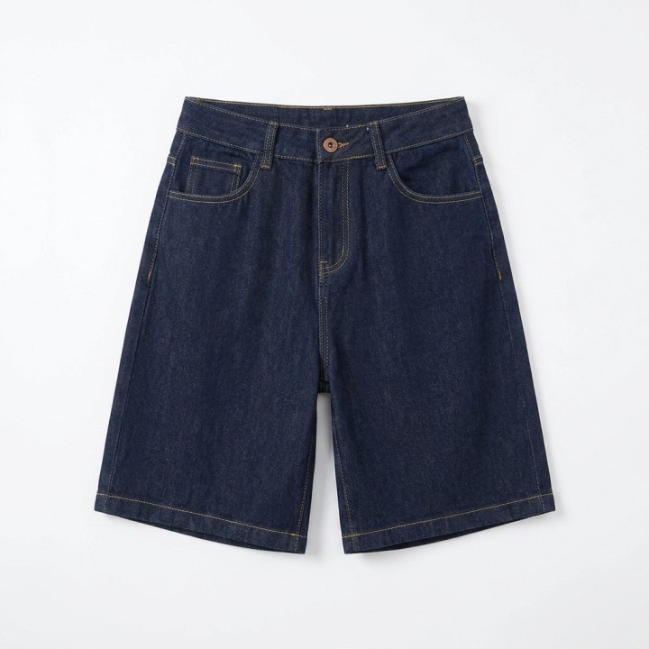 Bermuda Wide Leg Mujer Vaquero Oscuro Talla Grande
