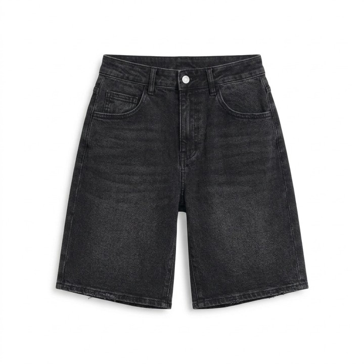 Shorts Vaqueros Mujer Gris Oscuro Elásticos