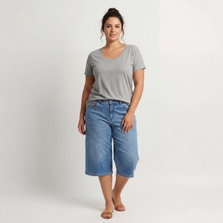 Bermuda Culotte Vaquera Mujer Azul Claro