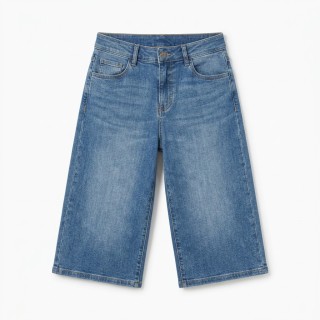 Bermuda Culotte Vaquera Mujer Azul Claro
