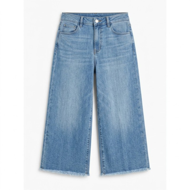 Bermuda Culotte Vaquera Mujer Talla Grande Azul Claro