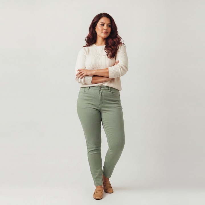 Pantalón Ajustado Push Up Mujer Verde Talla Grande
