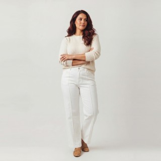 Jeans Wide Leg Mujer Blanco Algodón Wide Leg