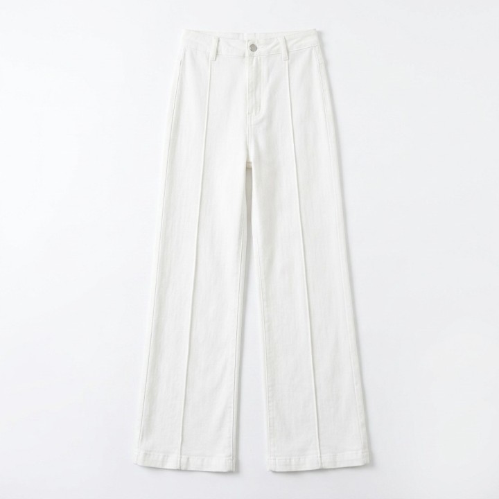 Jeans Wide Leg Mujer Blanco Algodón Wide Leg