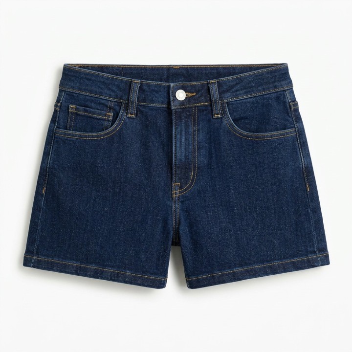 Shorts Vaqueros Mujer Azul Oscuro Cintura Alta