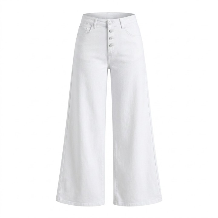 Pantalón Palazzo Mujer Blanco Elástico Soft