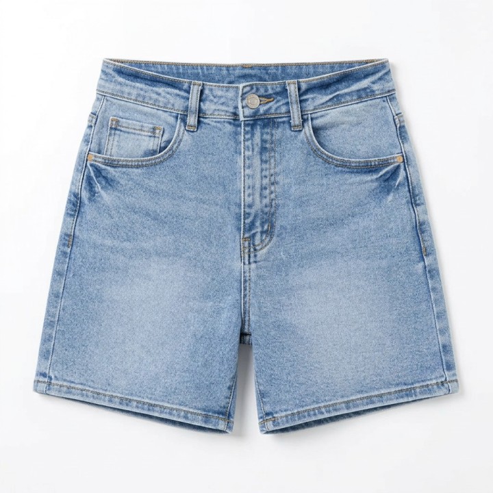 Shorts Vaqueros Mujer Azul Claro Cintura Alta