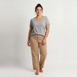 Pantalón Wide Leg Mujer Camel Tela Suave