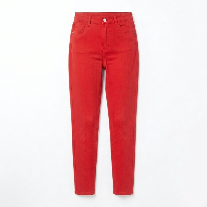 Jeans Ajustados Push Up Mujer Rojo Vivo