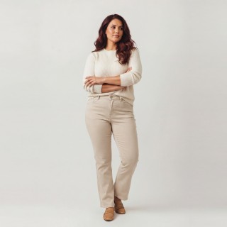 Jeans Rectos Bota Pequeña Mujer Beis Push Up