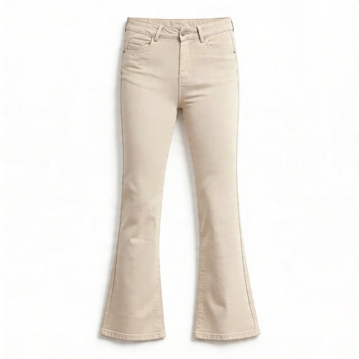 Jeans Rectos Bota Pequeña Mujer Beis Push Up