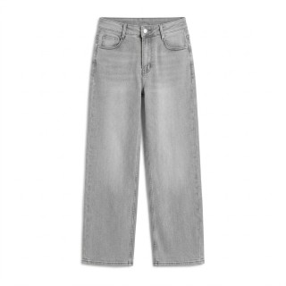 Jeans Mom Mujer Gris Lavado Cintura Alta