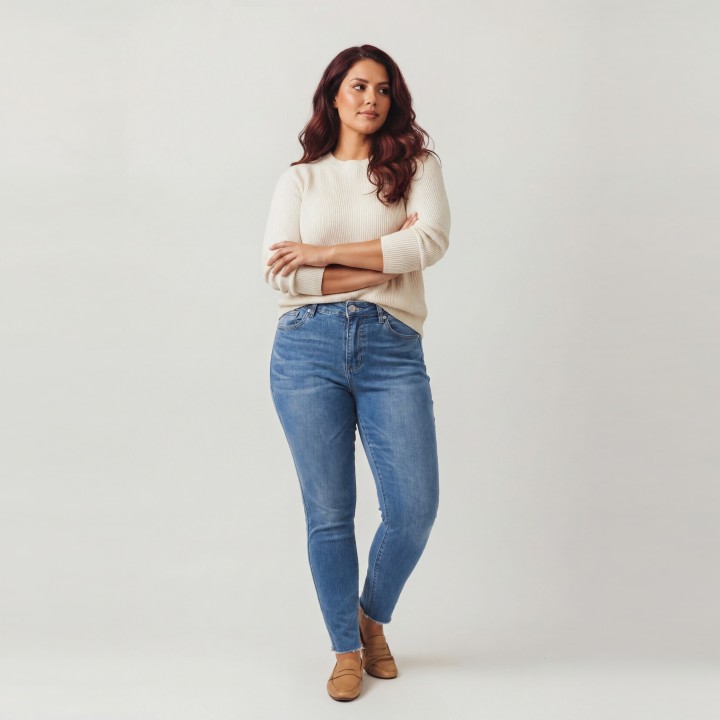 Jeans Skinny Mujer Azul Claro Cintura Alta