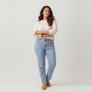 Jeans Rectos Push Up Mujer Azul Claro Lavado