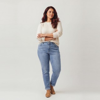 Jeans Rectos Push Up Mujer Azul Claro Lavado