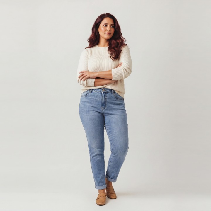 Jeans Rectos Push Up Mujer Azul Claro Lavado