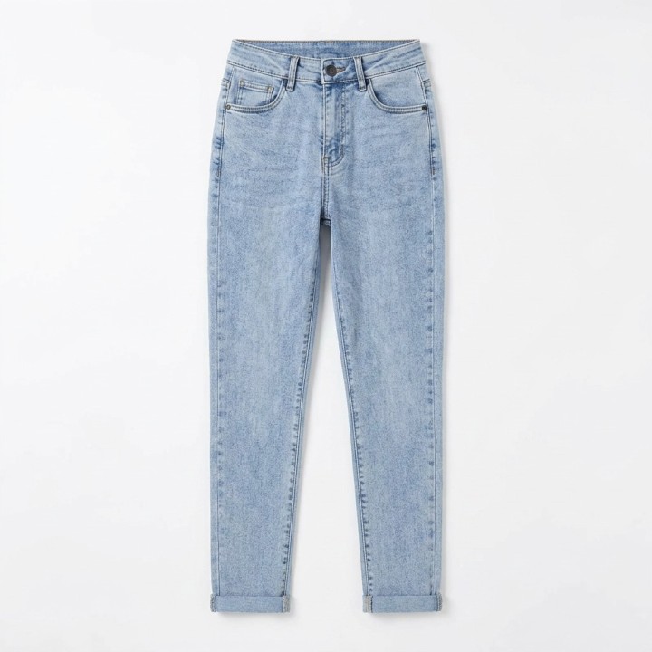 Jeans Rectos Push Up Mujer Azul Claro Lavado