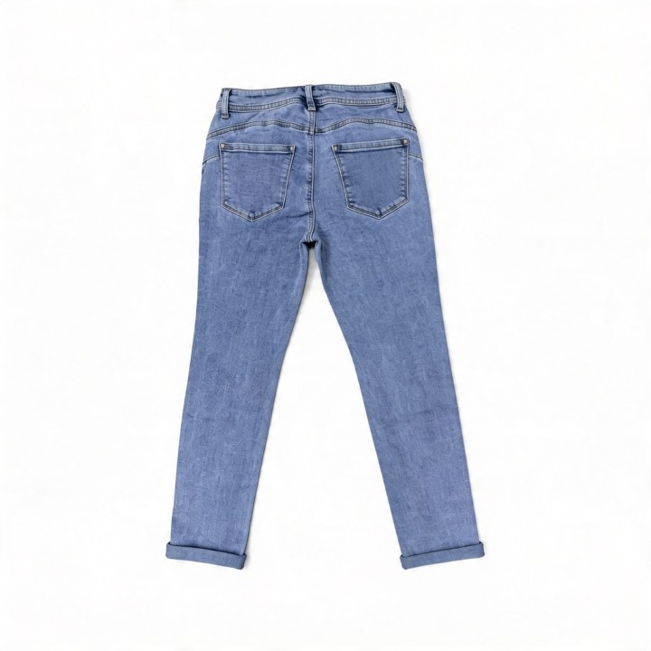 Jeans Rectos Push Up Mujer Azul Claro Lavado