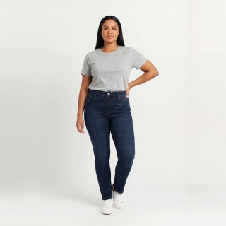 Jeans Skinny Mujer Azul Marino Oscuro Cintura Alta