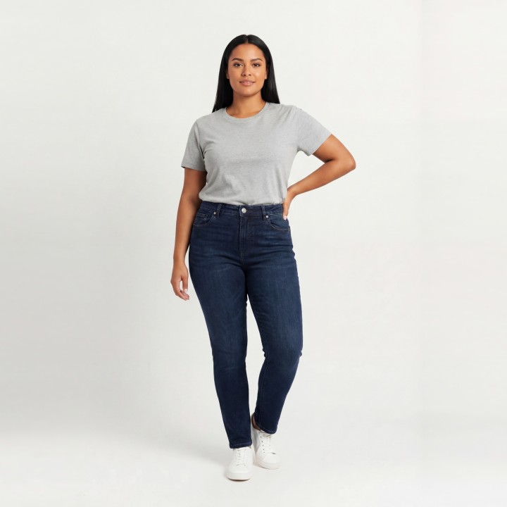 Jeans Skinny Mujer Azul Marino Oscuro Cintura Alta