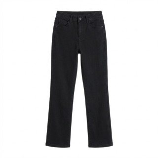 Jeans Rectos Mujer Negro Talla Grande Cintura Alta