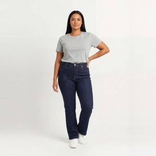 Jeans Rectos Bota Mujer Vaquero Oscuro Talla Grande