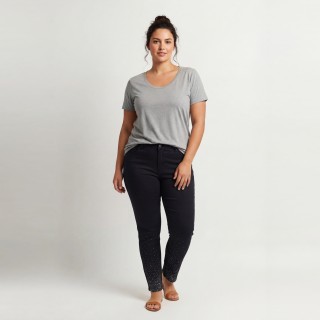 Jeans Skinny Mujer Negro con Strass en el Bajo Talla Grande