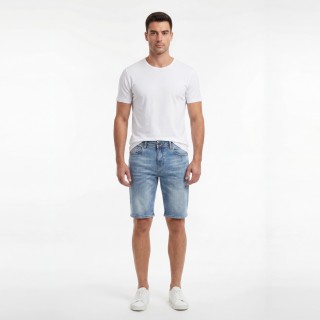 Bermuda Vaquera Hombre Azul Claro Slim Fit